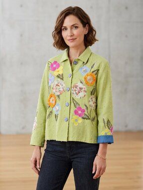 Vintage Indigo Moon Embellished Jacket